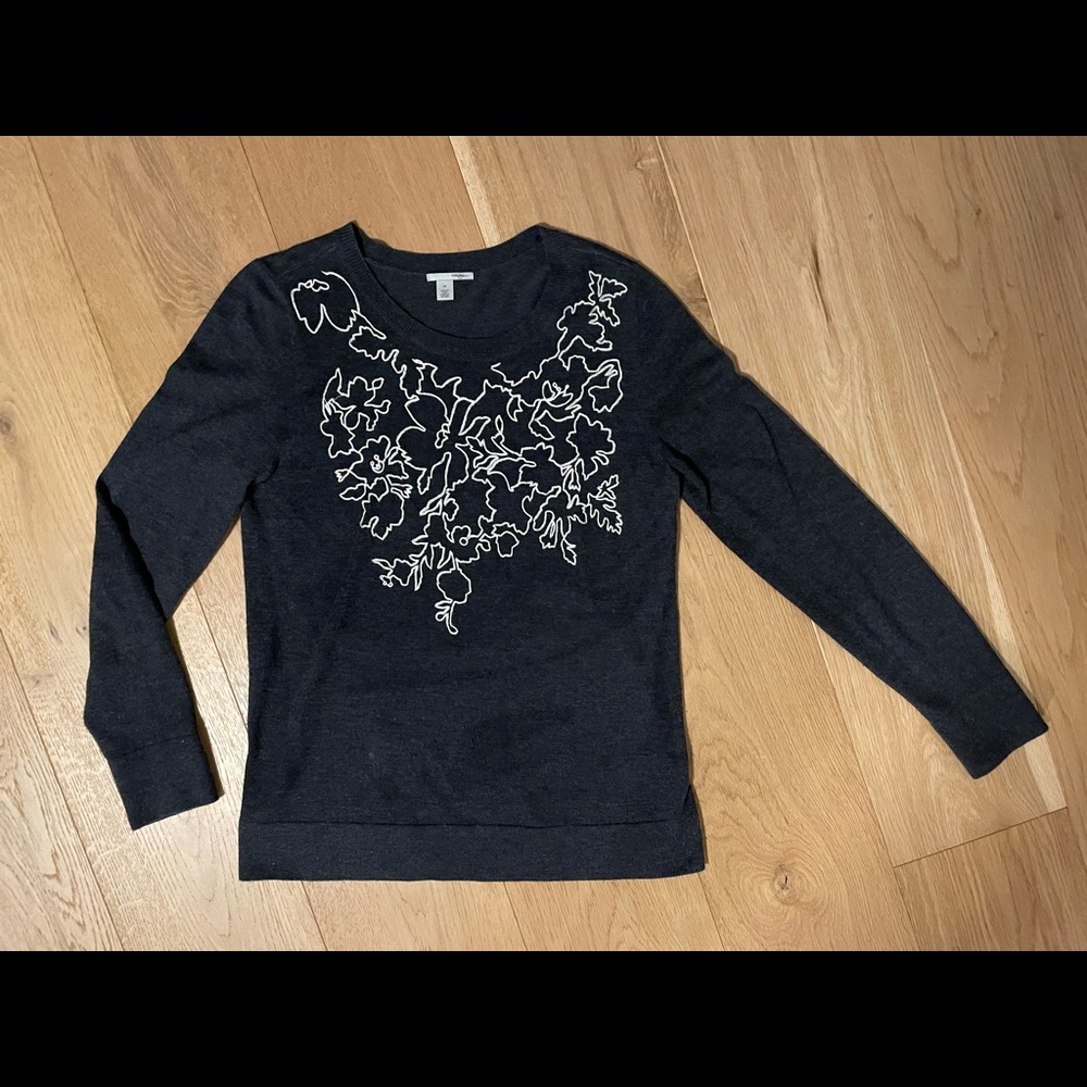 Halogen embroidered pullover sweater